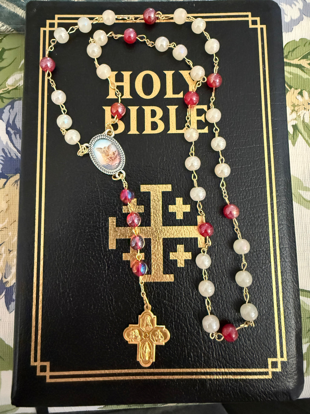 Saint Michael the Archangel Chaplet (18k gold-plated chain links)