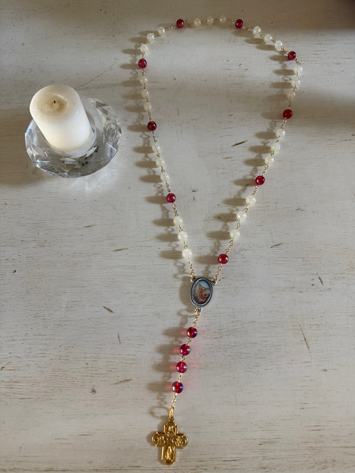 Saint Michael the Archangel Chaplet (18k gold-plated chain links)